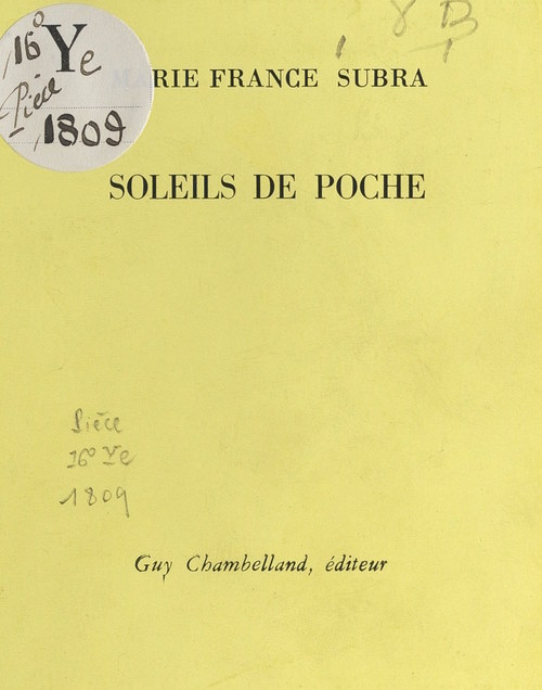 ebook cover of Soleils de poche, by Marie-France Subra