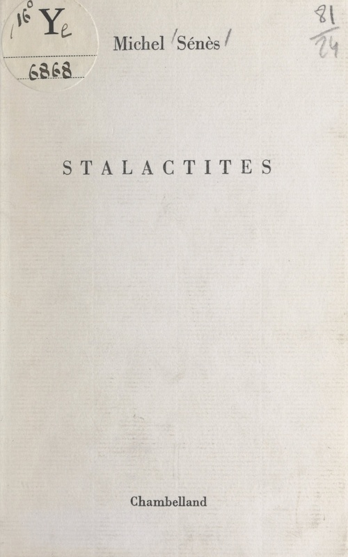 Couverture ebook de Stalactites, de Michel Senes
