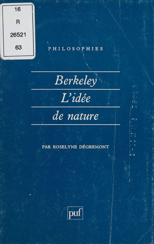 ebook cover of Berkeley : l'idée de nature, by Roselyne Dégremont