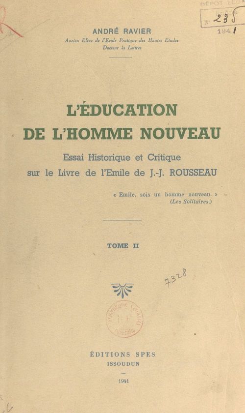 Couverture ebook de L'éducation de l'homme nouveau (2), de Andre Ravier