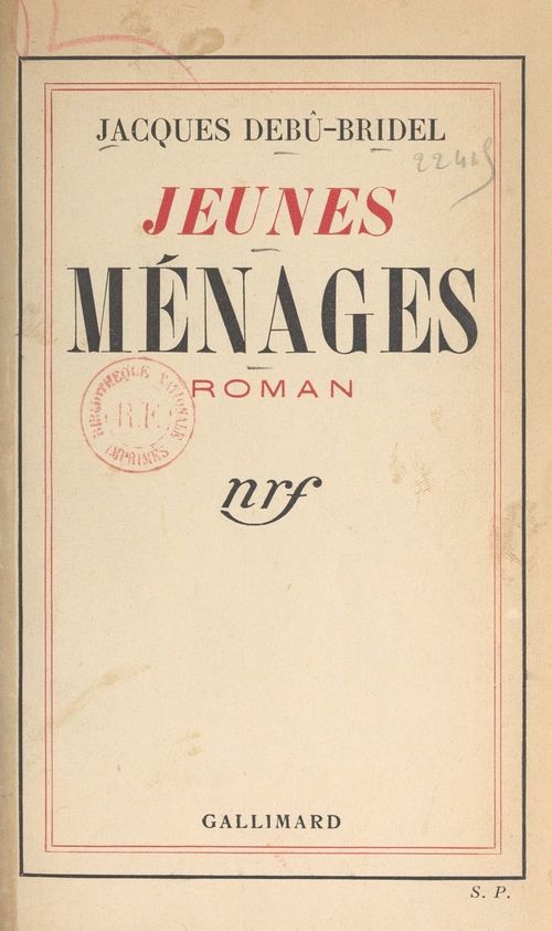 Couverture ebook de Jeunes ménages, de Jacques Debu-Bridel