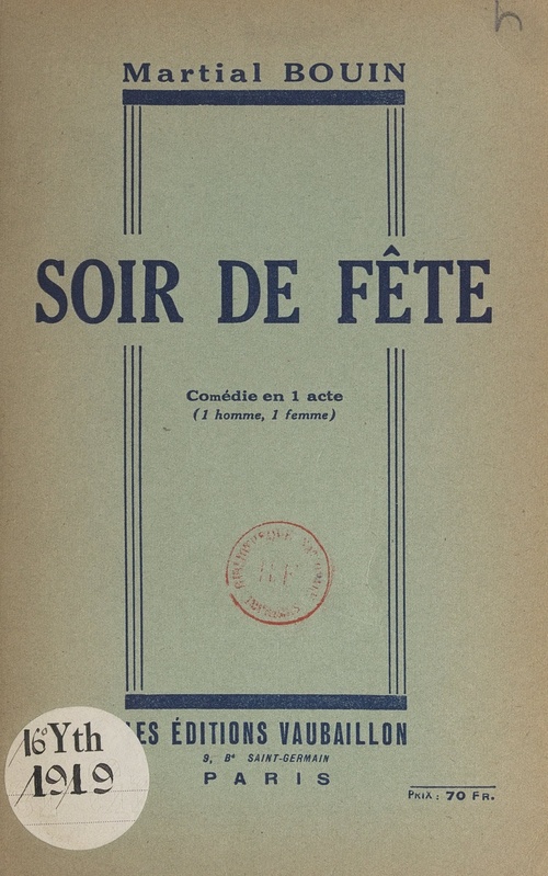 Couverture ebook de Soir de fête, de Martial Bouin