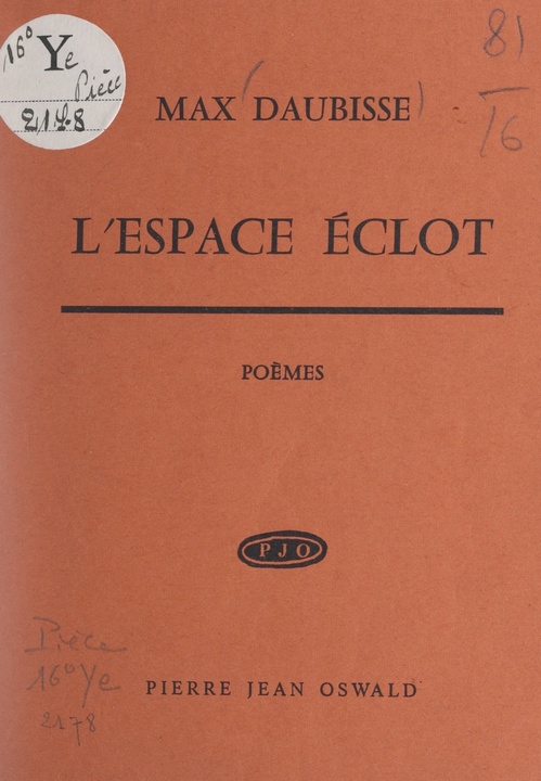 Couverture ebook de L'espace éclot, de Max Daubisse