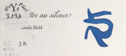 ebook cover of Lettre au silence, by Claude Held