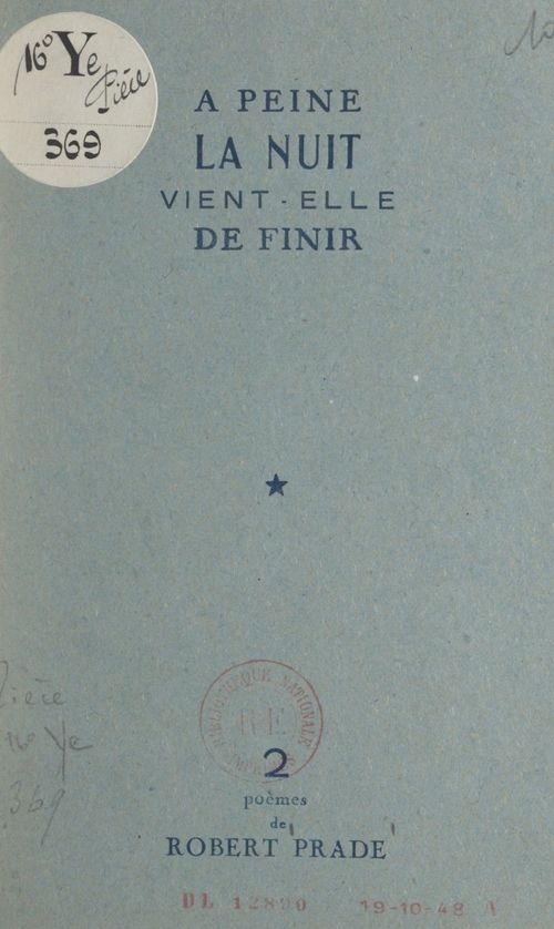 Couverture ebook de À peine la nuit vient-elle de finir, de Robert Prade