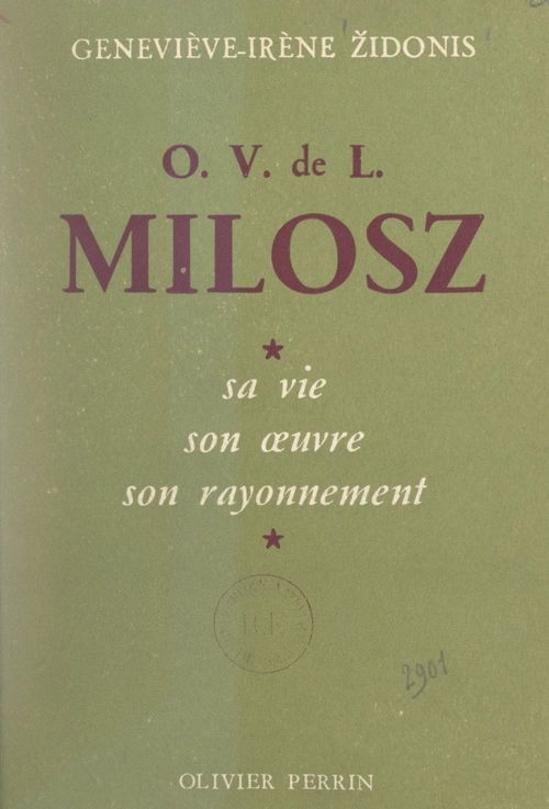 Couverture ebook de O. V. de L. Milosz, de Genevieve-Irene Zidonis