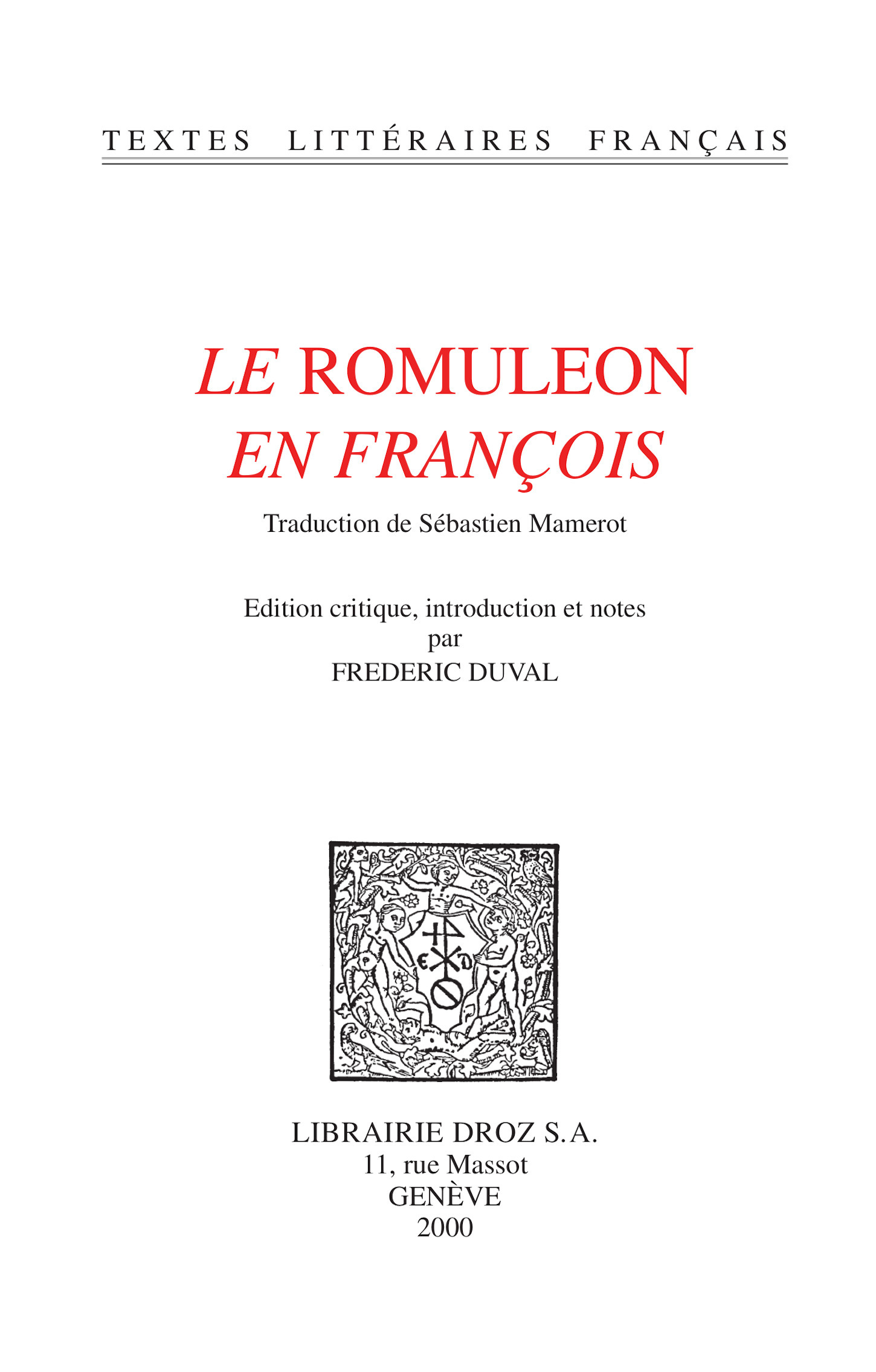 ebook cover of Le "Romuleon" en françois / Traduction de Sébastien Mamerot, by Anonyme
