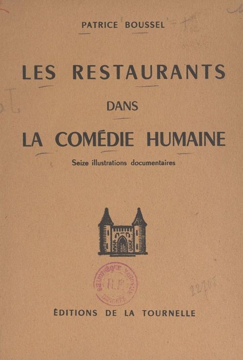 Couverture ebook de Les restaurants dans "La comédie humaine", de Patrice Boussel