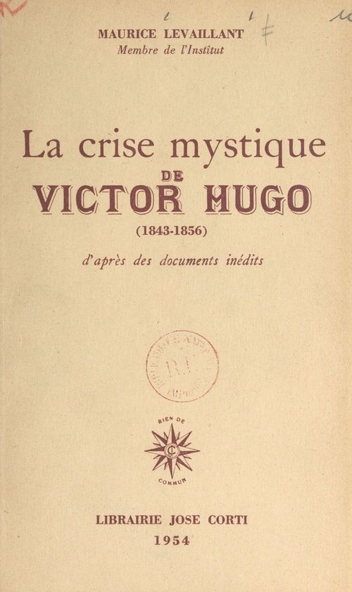 ebook cover of La crise mystique de Victor Hugo (1843-1856), by Maurice Levaillant