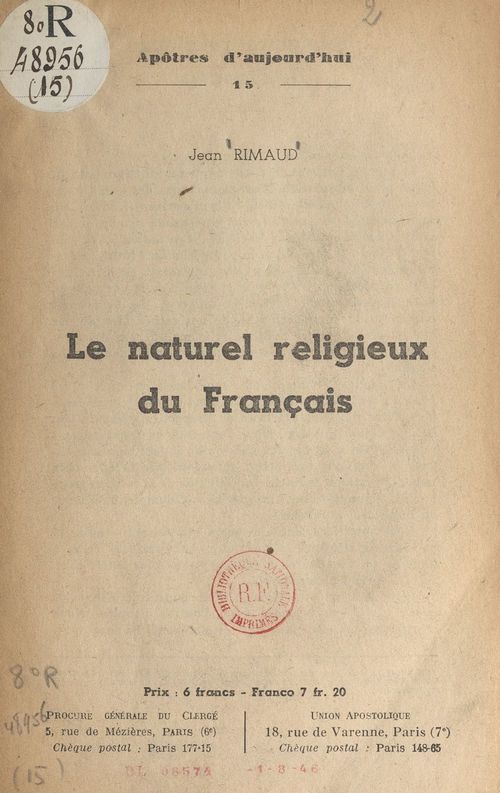ebook cover of Le naturel religieux du français, by Jean Rimaud