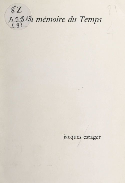Couverture ebook de De la mémoire du temps, de Jacques Estager