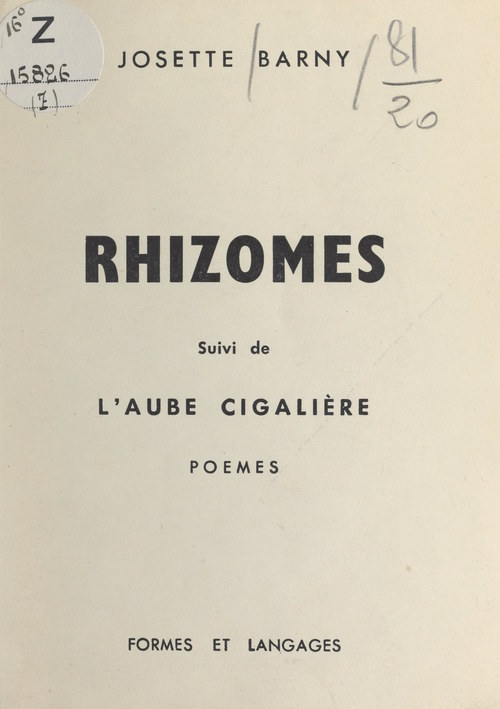 ebook cover of Rhizomes, by Josette Barny