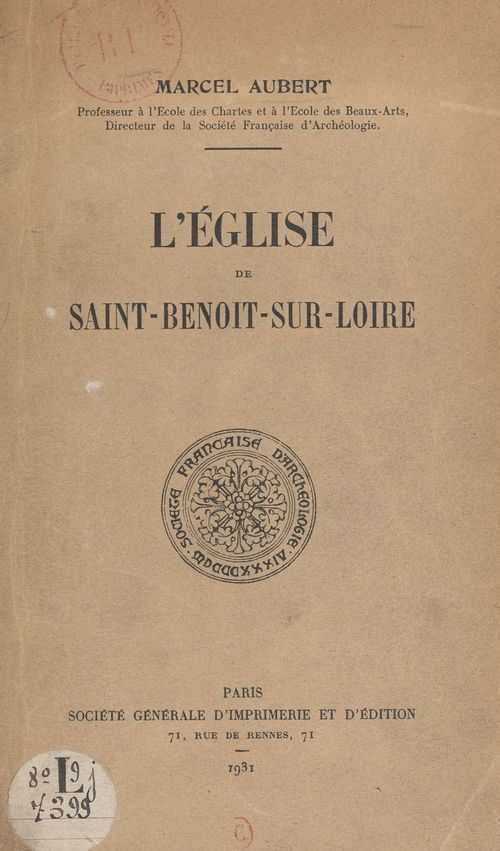 Couverture ebook de L'église de Saint-Benoît-sur-Loire, de Marcel Aubert