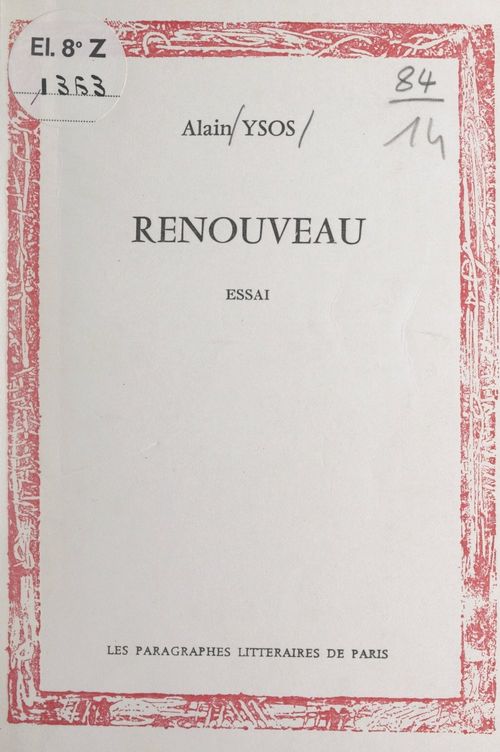 Couverture ebook de Renouveau, de Alain Ysos