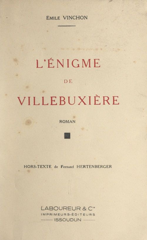 Couverture ebook de L'énigme de Villebuxière, de Emile Vinchon
