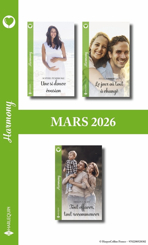 Couverture ebook de Pack mensuel Harmony - 3 romans (Mars 2026), de Collectif