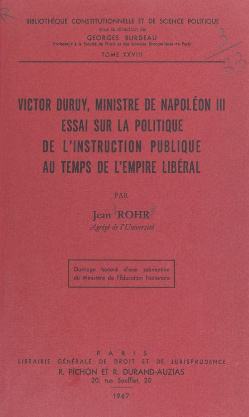 Couverture ebook de Victor Duruy, ministre de Napoléon III, de Jean Rohr
