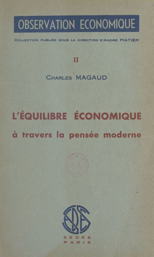 ebook cover of L'équilibre économique à travers la pensée moderne, by Charles Magaud
