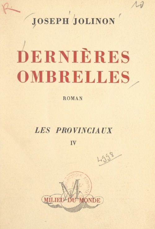 Couverture ebook de Les provinciaux (4). Dernières ombrelles, de Joseph Jolinon