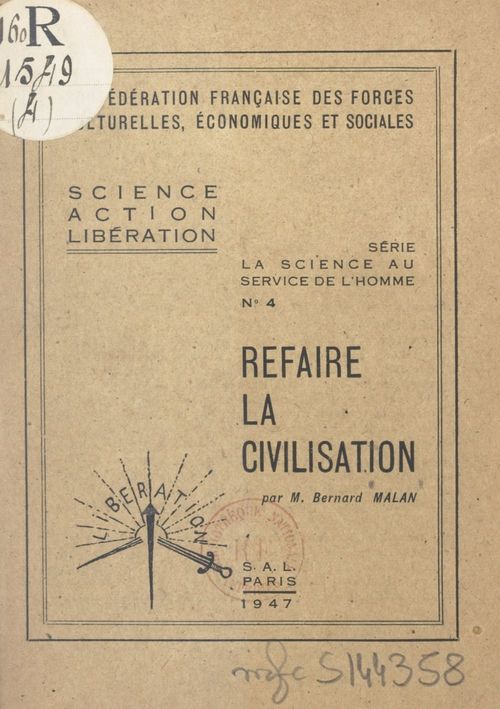 Couverture ebook de Refaire la civilisation, de Bernard Malan