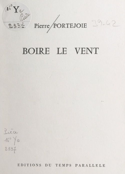 Couverture ebook de Boire le vent, de Pierre Portejoie