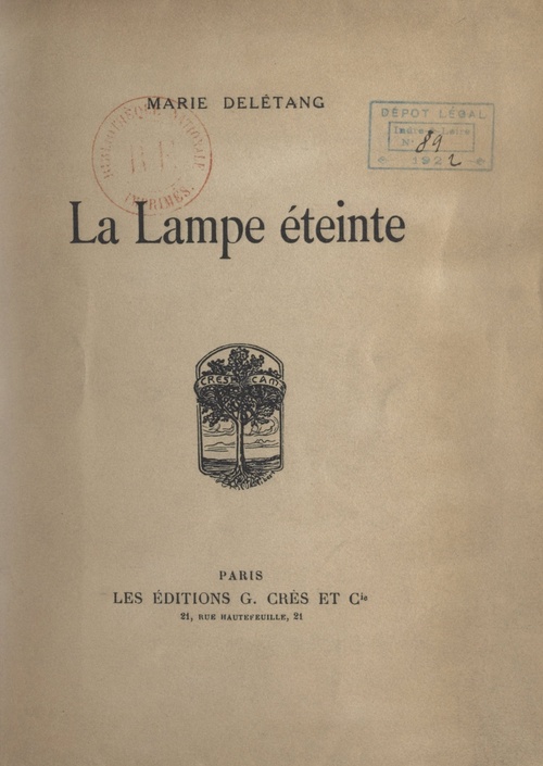 Couverture ebook de La lampe éteinte, de Marie Deletang