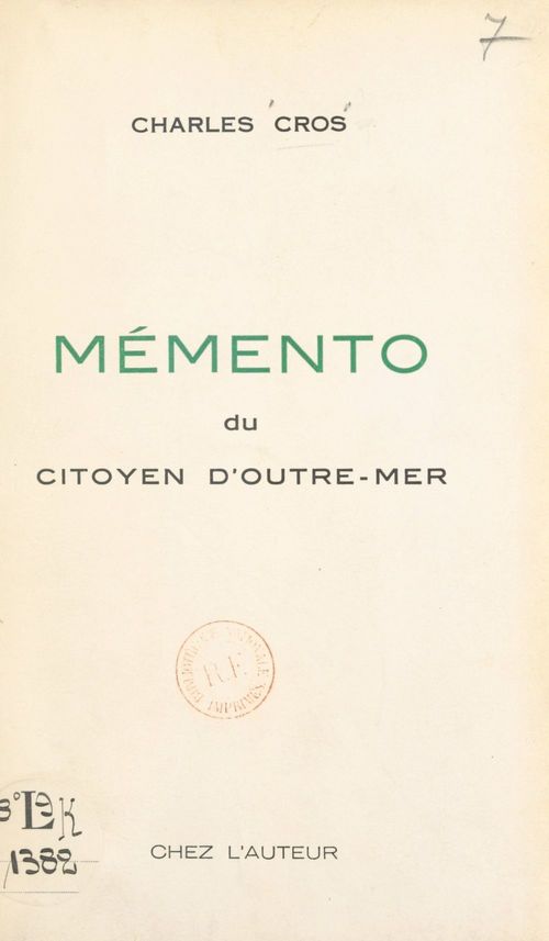 Couverture ebook de Mémento du citoyen d'outre-mer, de Charles Cros