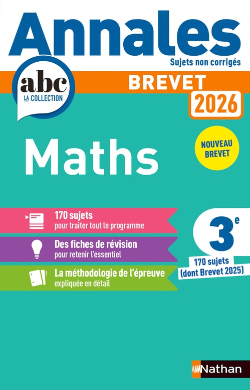 Couverture ebook de Annales Brevet Maths 2026 - NC, de Carole Feugère