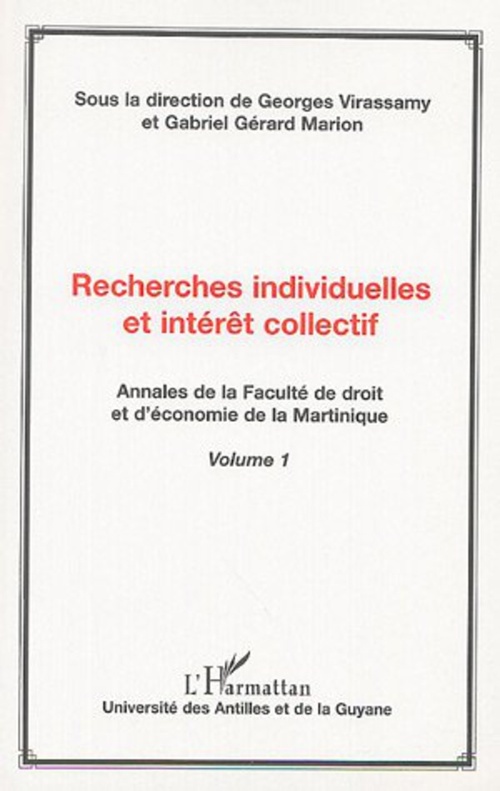 ebook cover of Recherches individuelles et intérêt collectif, by Georges Virassamy