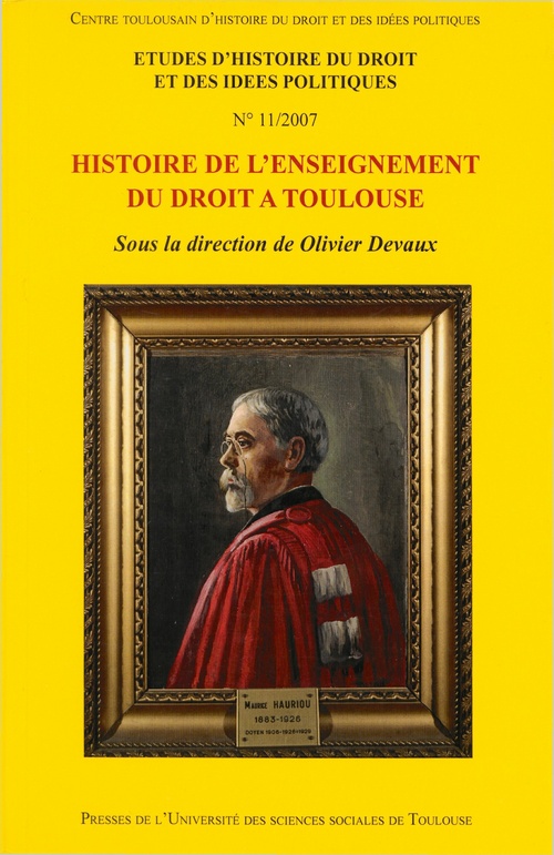 Couverture ebook de Histoire de l´enseignement du droit à Toulouse, de Collectif, Olivier Devaux