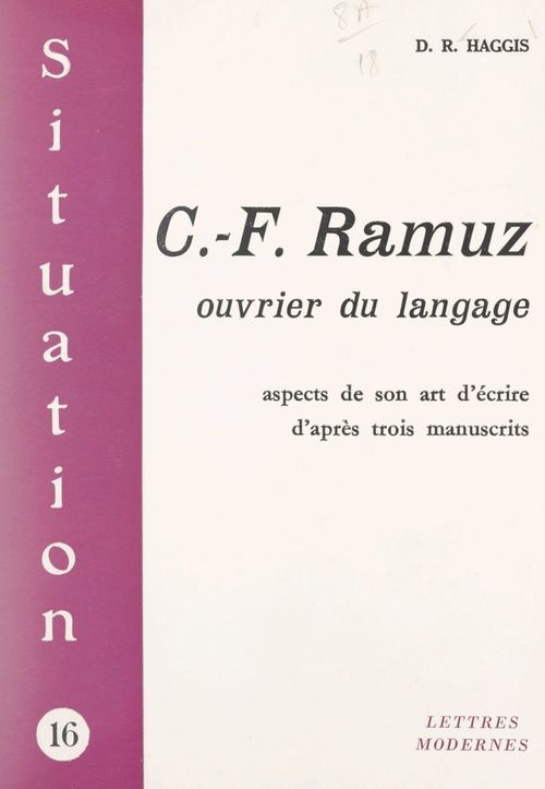Couverture ebook de C.-F. Ramuz, ouvrier du langage, de Donald R. Haggis