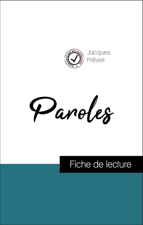 Couverture ebook de Analyse de l'oeuvre : Paroles (résumé et fiche de lecture plébiscités par les enseignants sur fichedelecture.fr), de Jacques Prévert