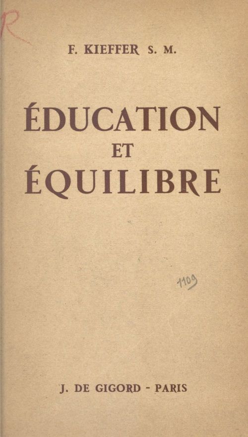 Couverture ebook de Éducation et équilibre, de F. Kieffer