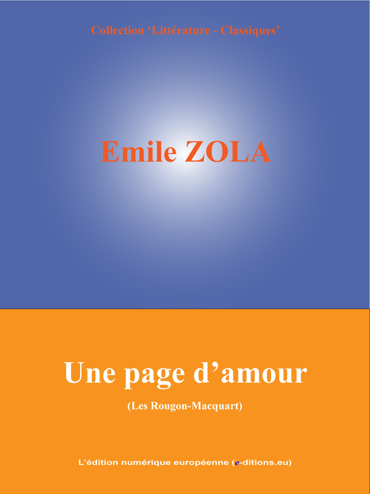 Couverture ebook de Une page d'amour, de Emile Zola