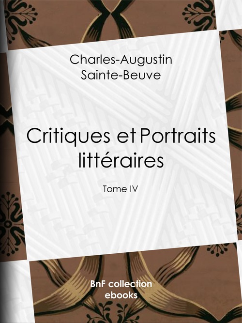 ebook cover of Critiques et Portraits littéraires, by Charles-augustin Sainte-beuve