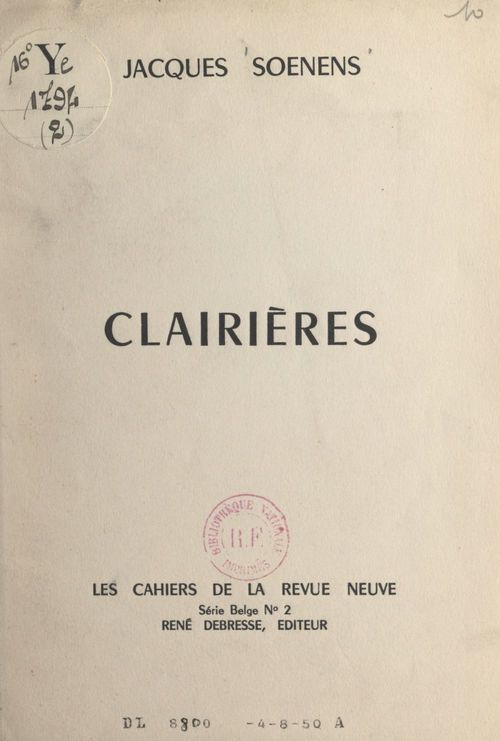 Couverture ebook de Clairières, de Jacques Soenens
