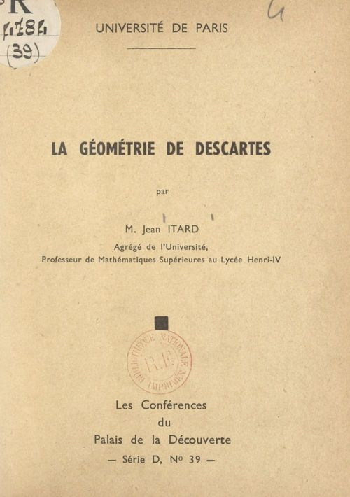 Couverture ebook de La géométrie de Descartes, de Jean Itard
