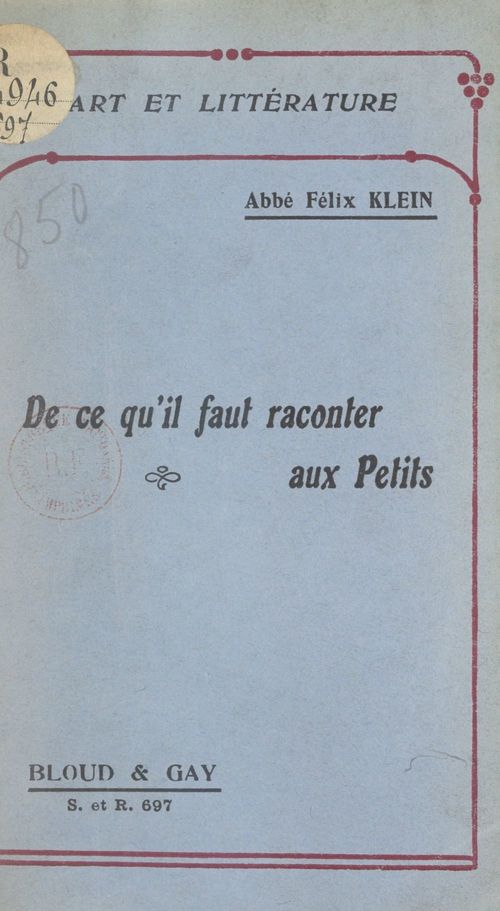 ebook cover of De ce qu'il faut raconter aux petits, by Felix Klein
