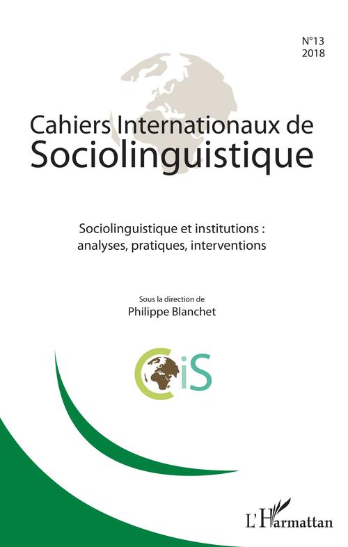 Couverture ebook de Cahiers Internationaux de sociolinguistique n°13, de Collectif