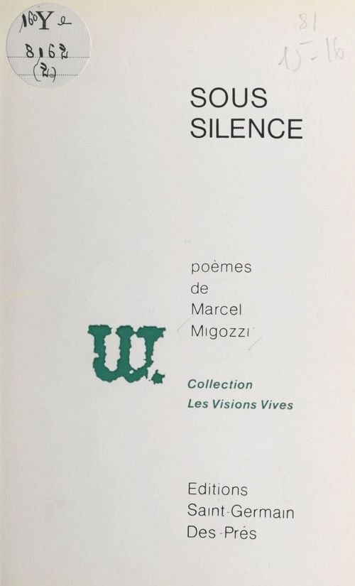 Couverture ebook de Sous silence, de Marcel Migozzi