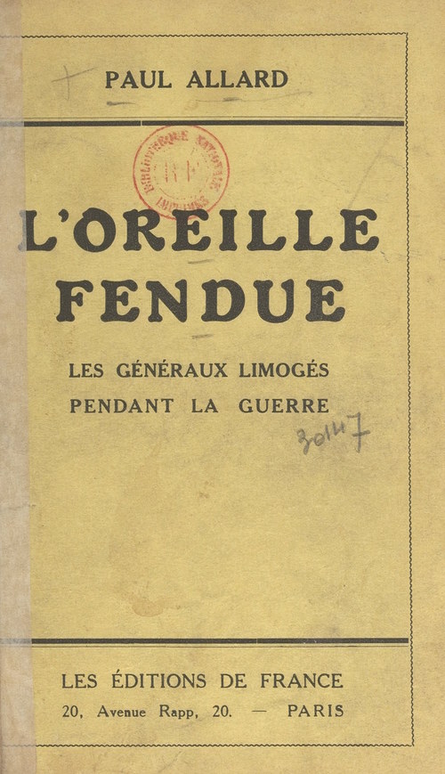 Couverture ebook de L'oreille fendue, de Paul Allard