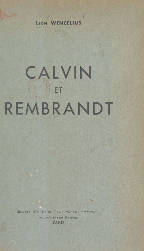 ebook cover of Calvin et Rembrandt, by Leon Wencelius