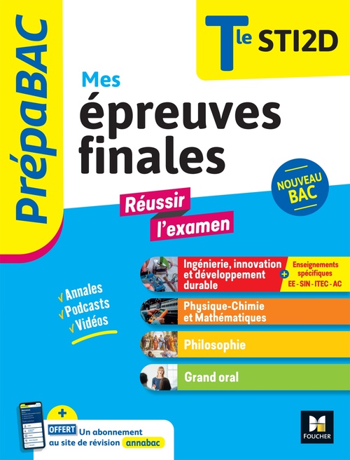 ebook cover of Prépabac Terminale STI2D - Mes épreuves finales - fiches et annales, by Vincent Chevrot, Alexandre Hanot, Mickael Bessadet, Jean-Daniel Planterose, Walter Vassiaux, Benoit Godiard