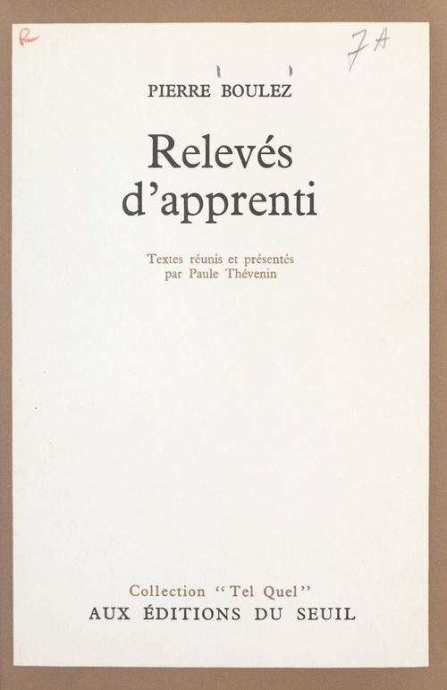 Couverture ebook de Relevés d'apprenti, de Pierre Boulez