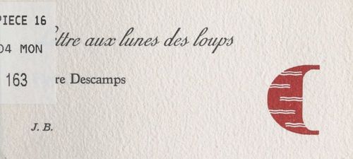 Couverture ebook de Lettre aux lunes des loups, de Pierre Descamps