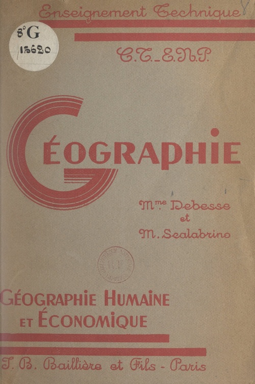 Couverture ebook de Géographie humaine et économique, de Marcel Scalabrino, Marie-Louise Debesse