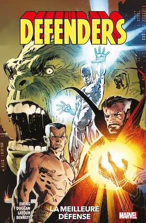 ebook cover of Defenders : La meilleure défense, by Al Ewing, Chip Zdarsky, Gerry Duggan, Jason Latour