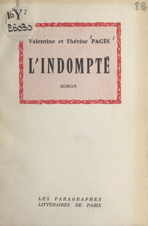 Couverture ebook de L'indompté, de Therese Pages, Valentine Pages