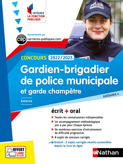 Couverture ebook de Concours Gardien-Brigadier de police municipale et garde champêtre 2022-2023 - Cat C N°4 E-pub, de Collectif