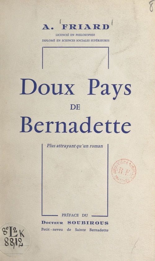 Couverture ebook de Doux pays de Bernadette, de Antoine Friard